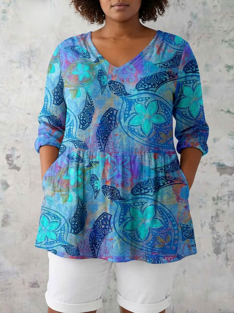 Blusa Larga con Escote en V Juliette