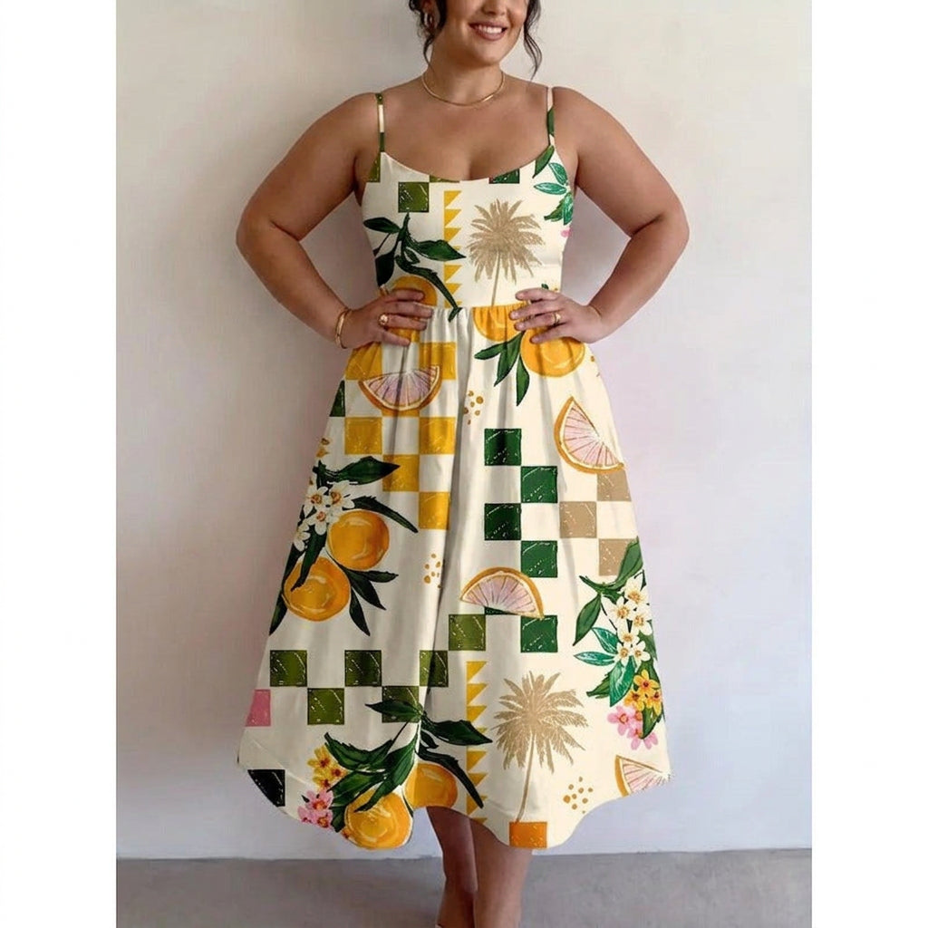 Liorabelle | Vestido Midi Cítricos y Palmeras
