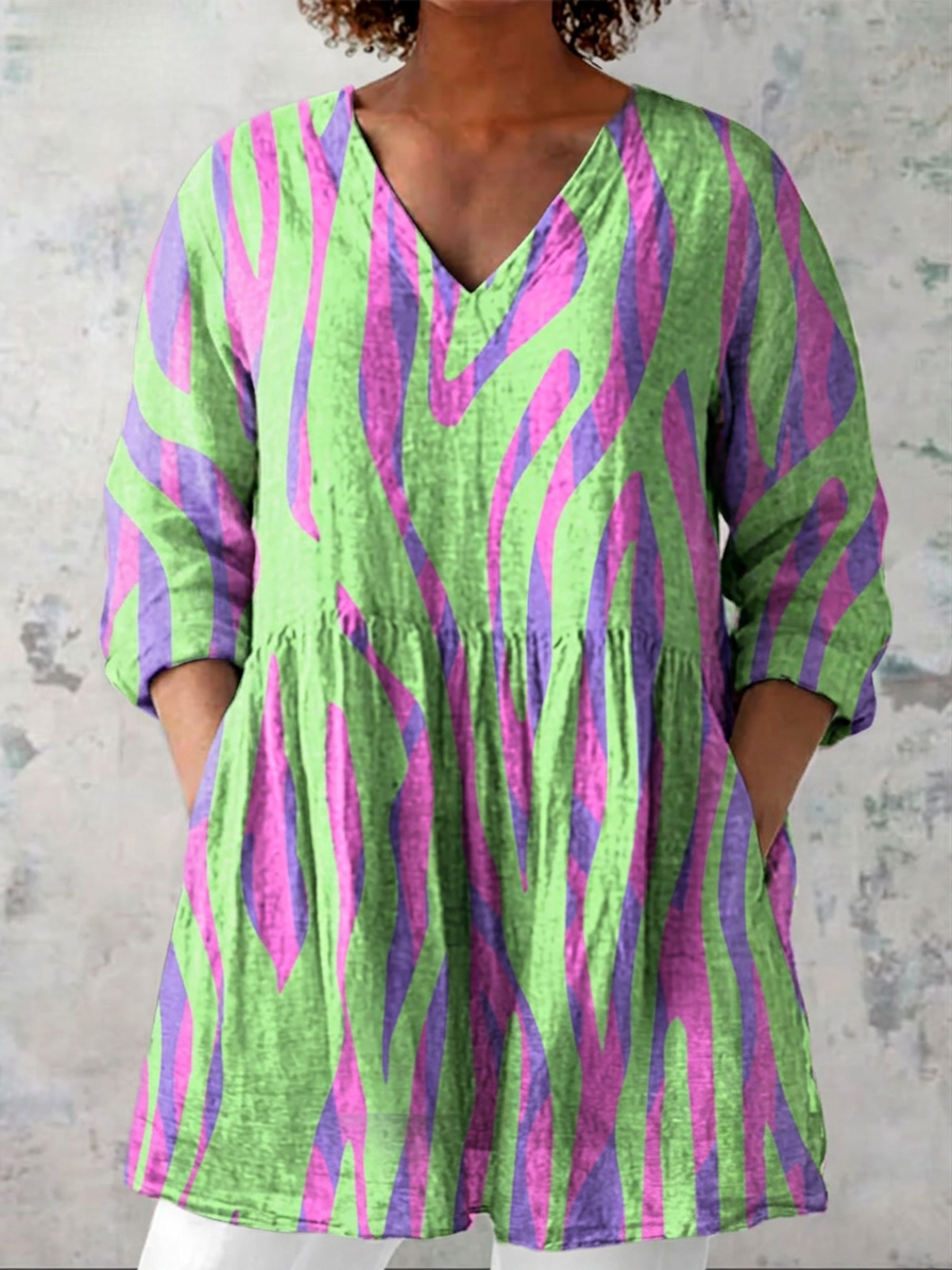 Oceane | Long Blouse with V-Neck