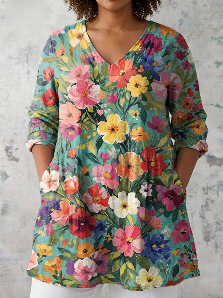 Blusa Larga con Escote en V Nora
