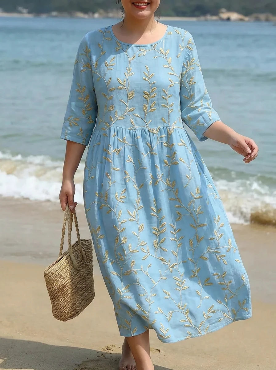 Vestido Midi Cuello Redondo Estampado Floral Natalie