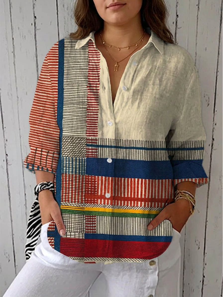 Prenda Catherine – Stripe Patchwork Blouse