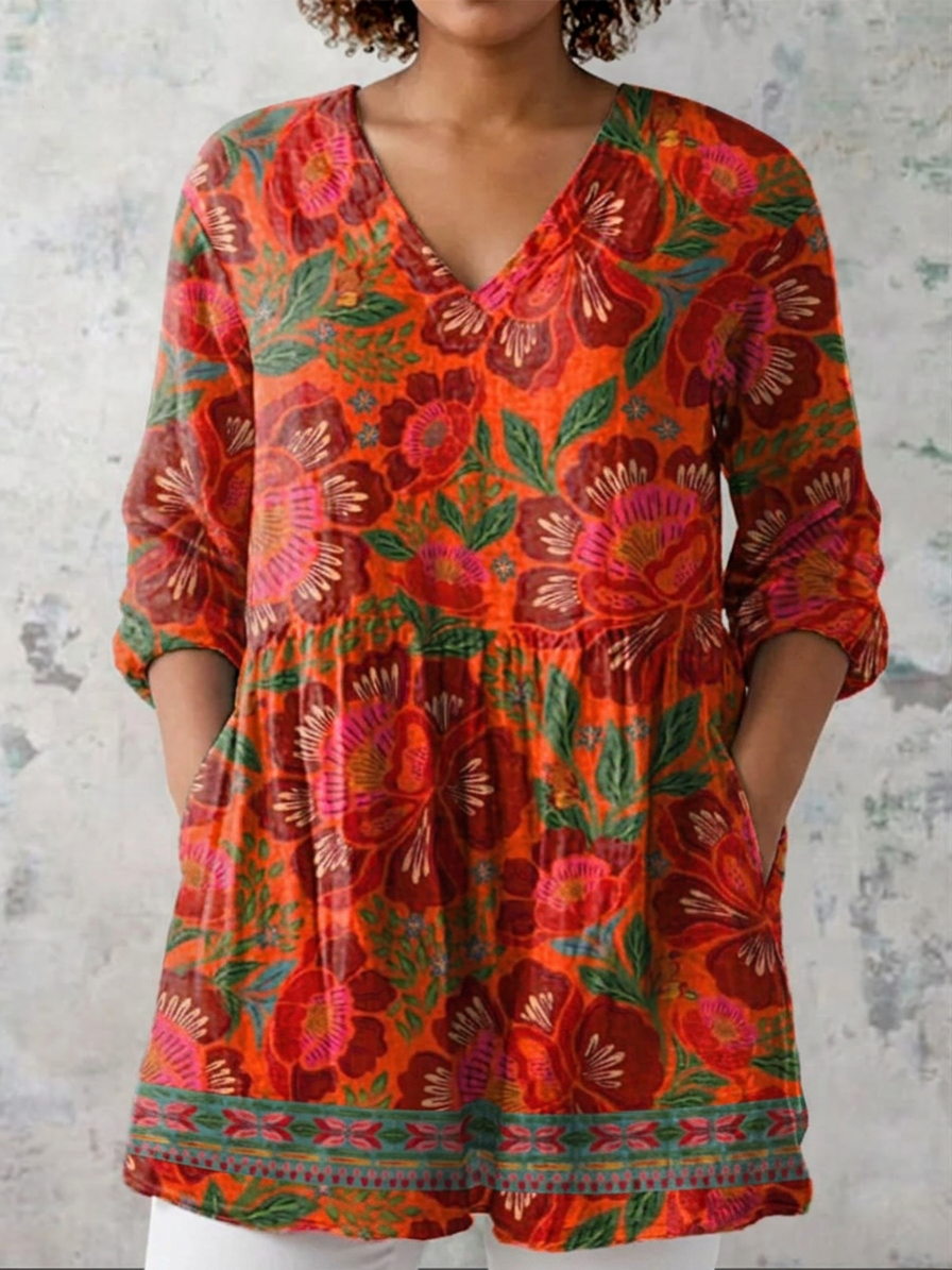 Blusa Larga con Escote en V Marion