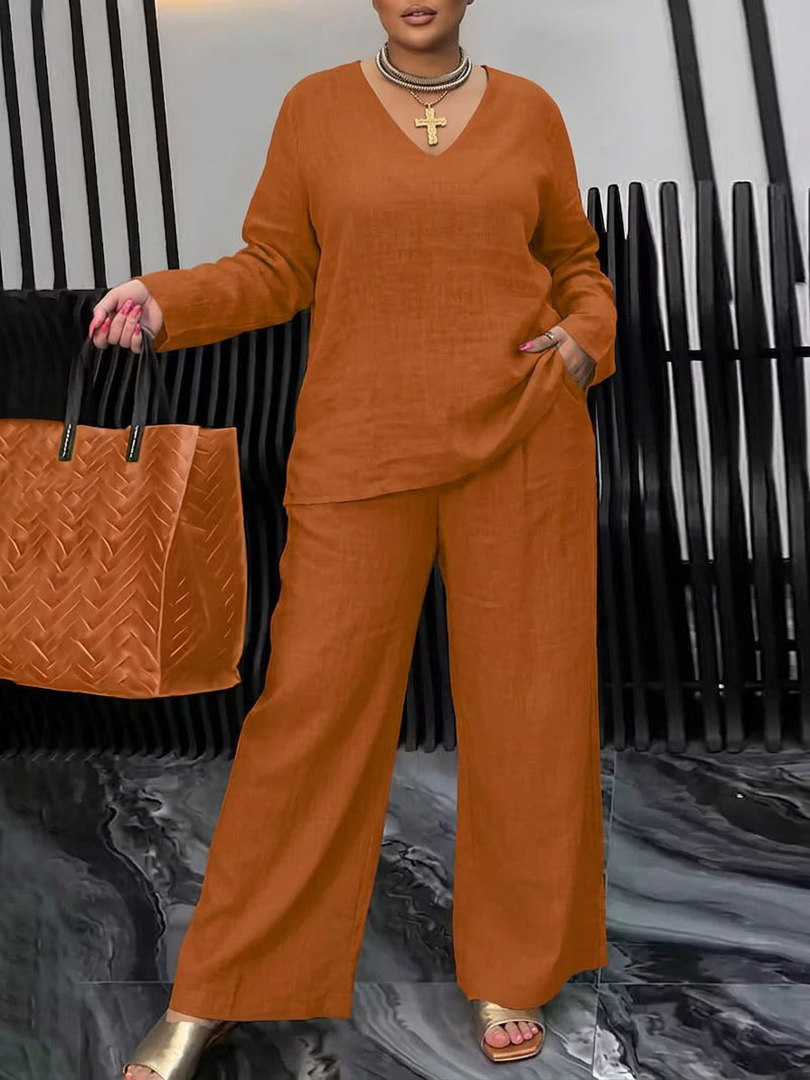 Conjunto Coordinado de Algodón con Escote en V Ava
