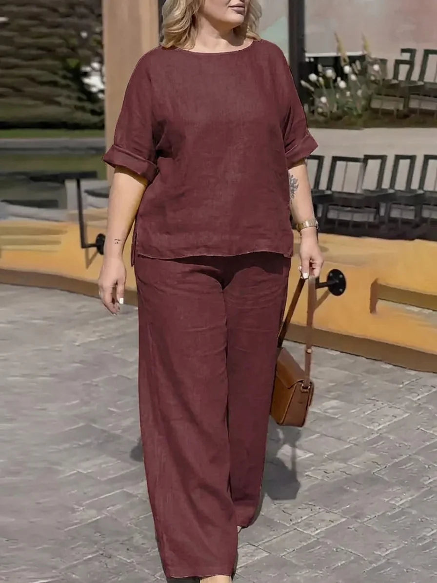 Conjunto de Pantalón Cuello Redondo Mia