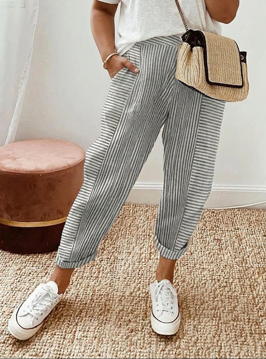 Avery | Pantalones Relajados con Rayas Frescas