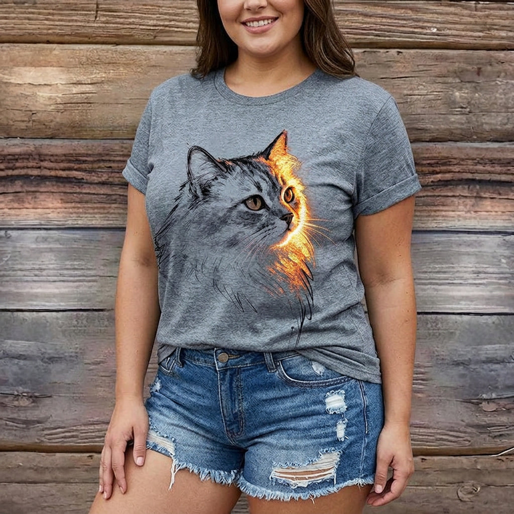 Mia | Camiseta Casual con Estampado de Gato