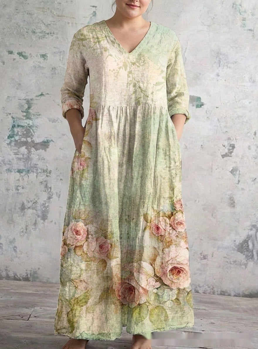 Vestido Largo Rosa Salvia Evelisse