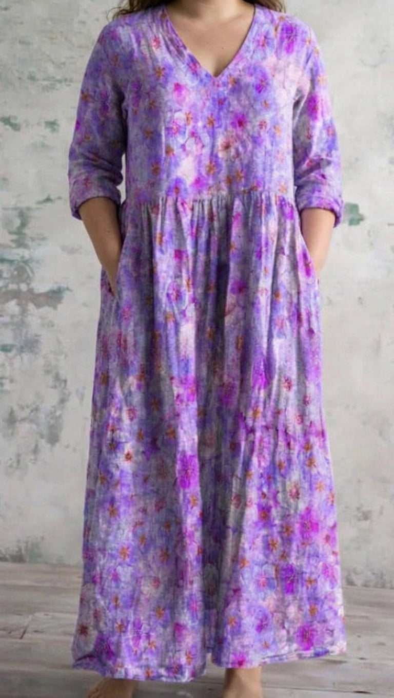 Vestido Largo Floración Lavanda Lilavelle
