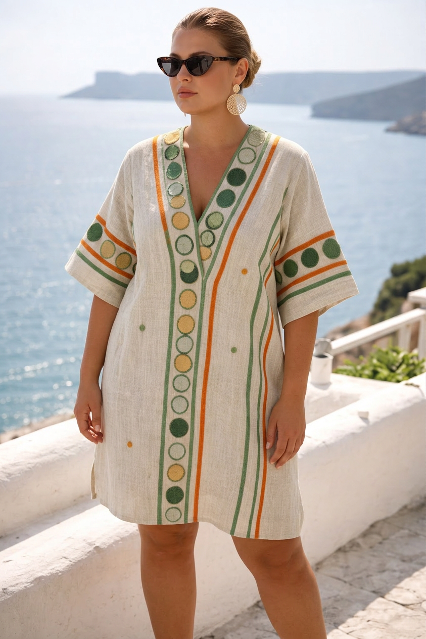 Verdia | Vestido Mini Bordado de Rayas