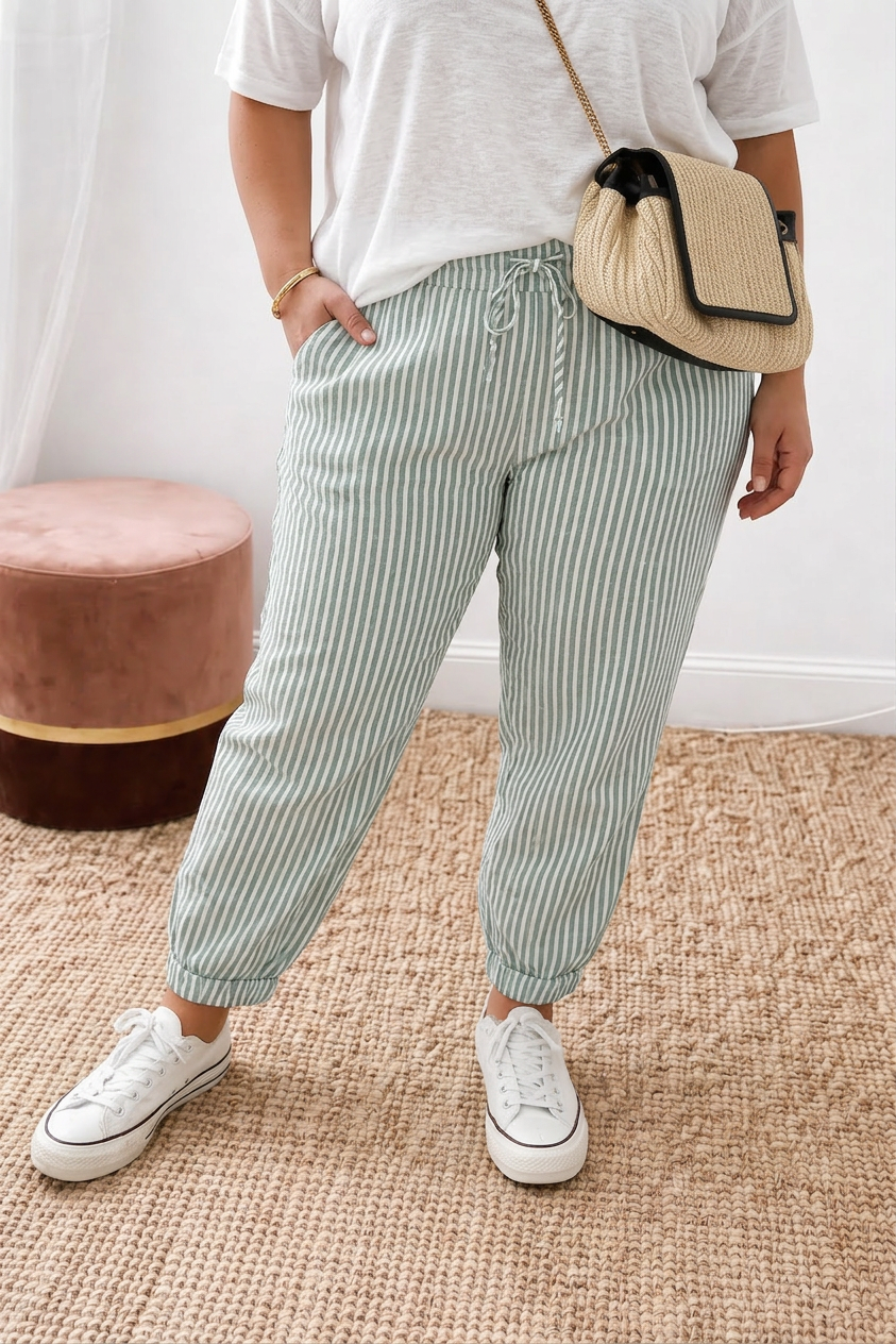 Olivea | Pantalones Cómodos con Rayas Frescas