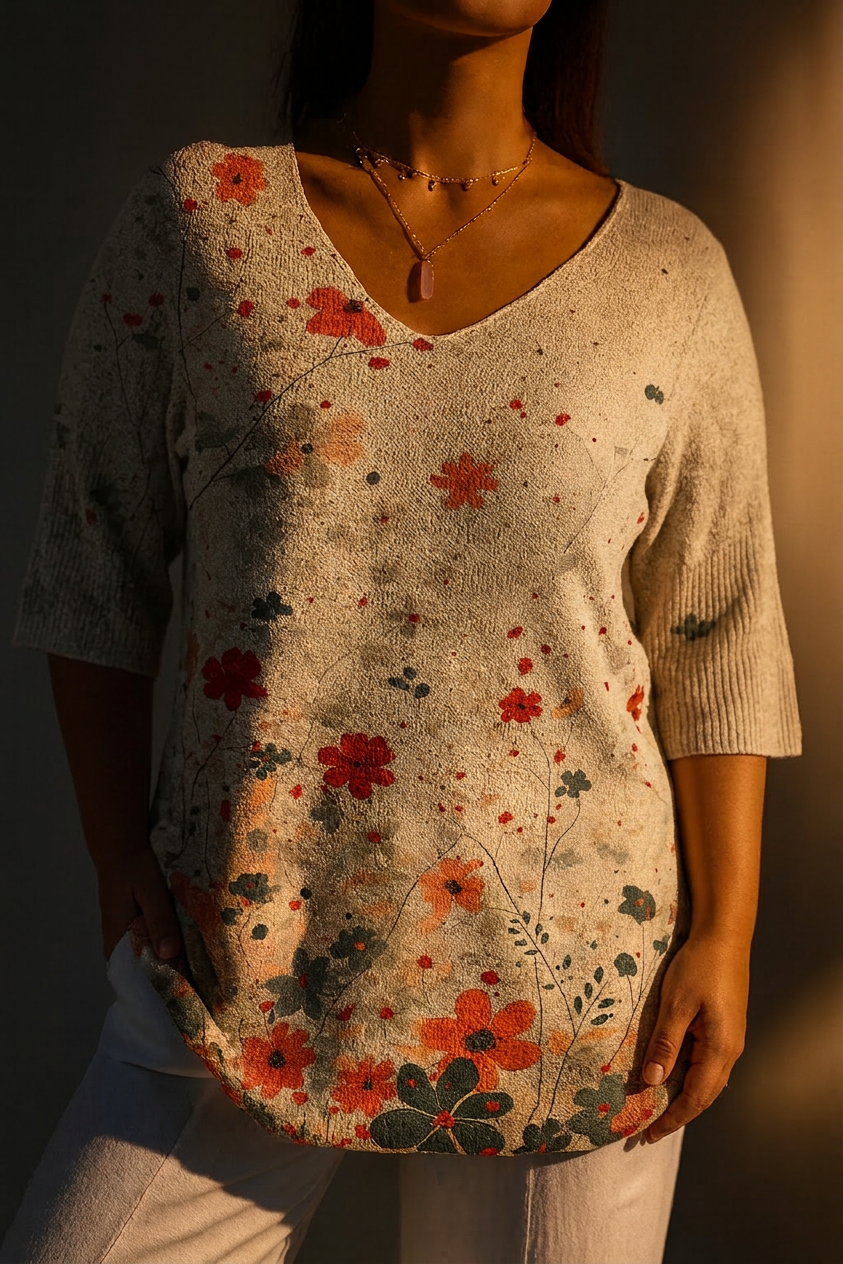 Rosa | Top de Punto Estampado Floral