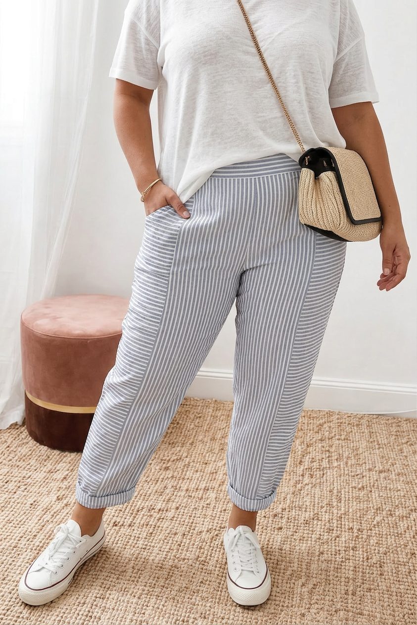 Sage | Pantalones Cómodos con Rayas Minimalistas