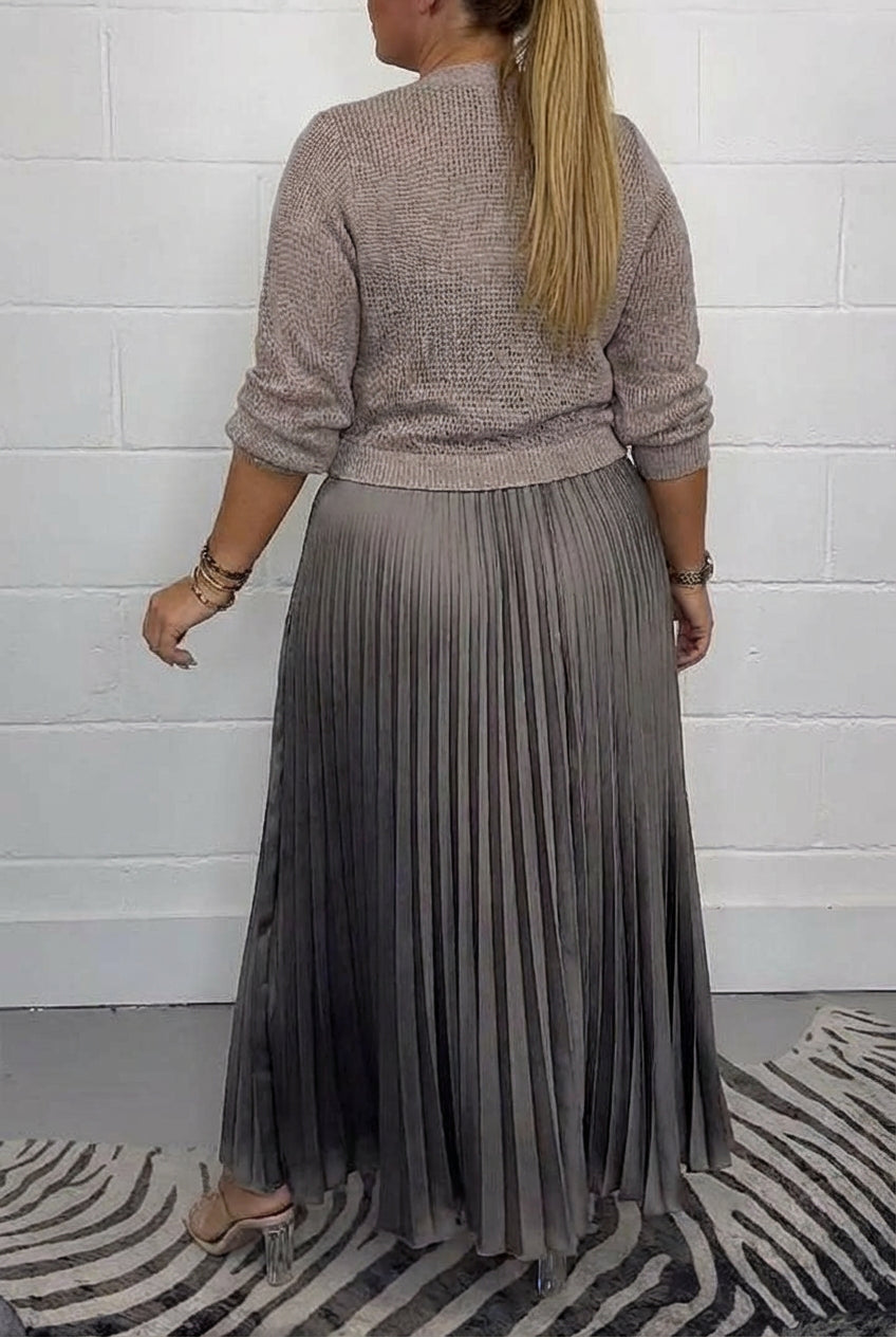 CLAUDIA | VESTIDO MAXI CON CÁRDIGAN Y PLIEGUES