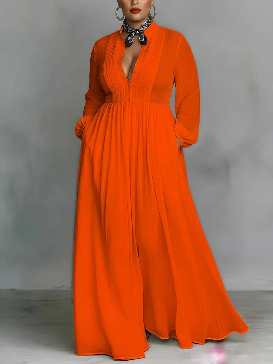 Celine | Vestido Maxi Fluido con Botones