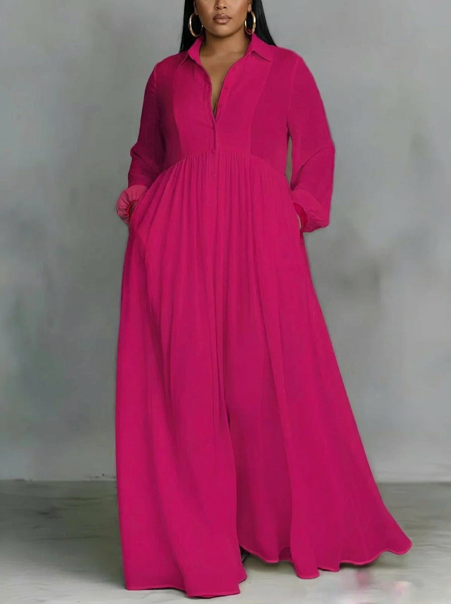 Celine | Vestido Maxi Fluido con Botones