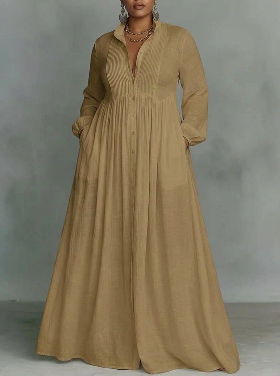 Celine | Vestido Maxi Fluido con Botones