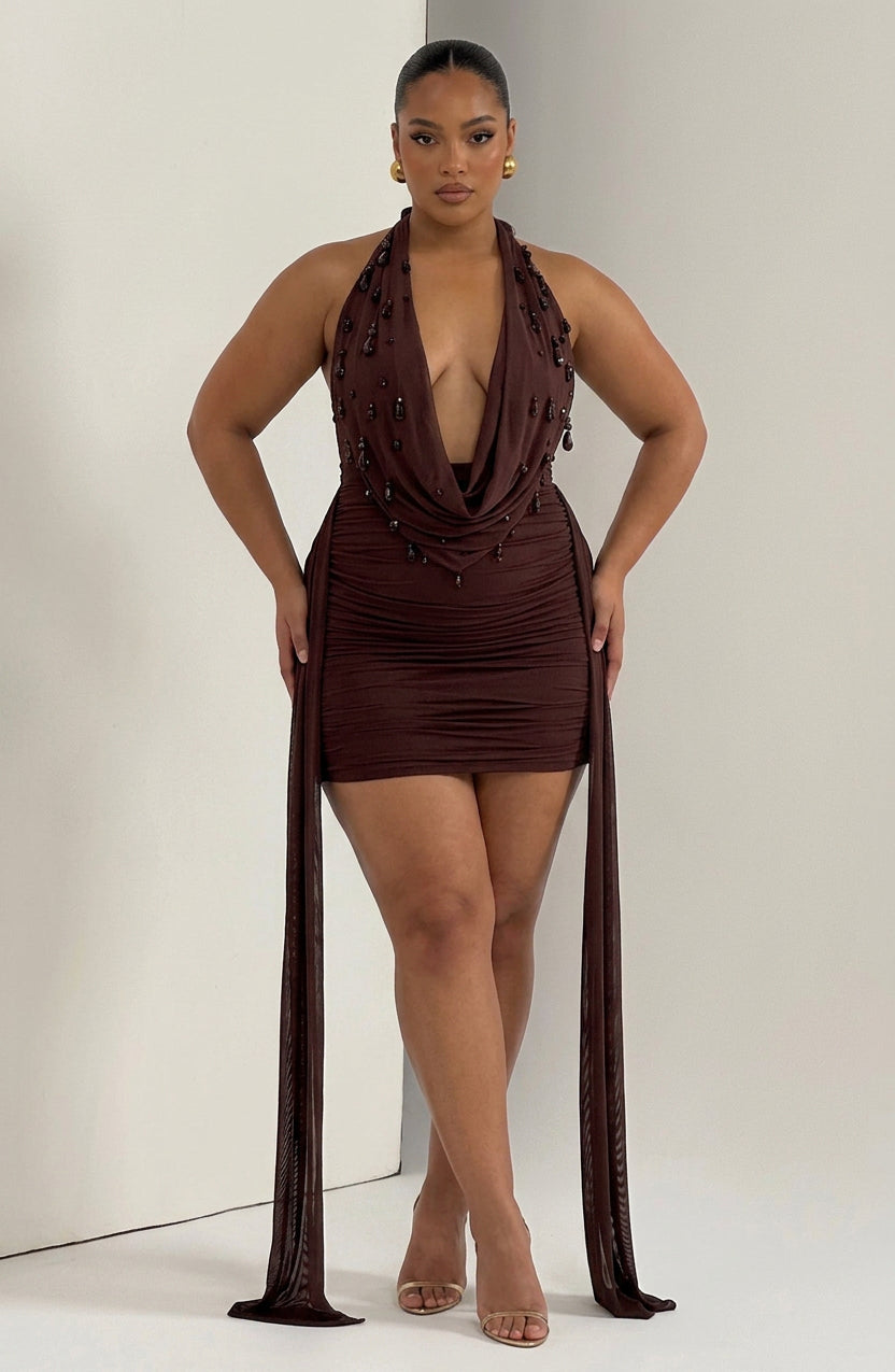 Vestido Corto Granate Melona