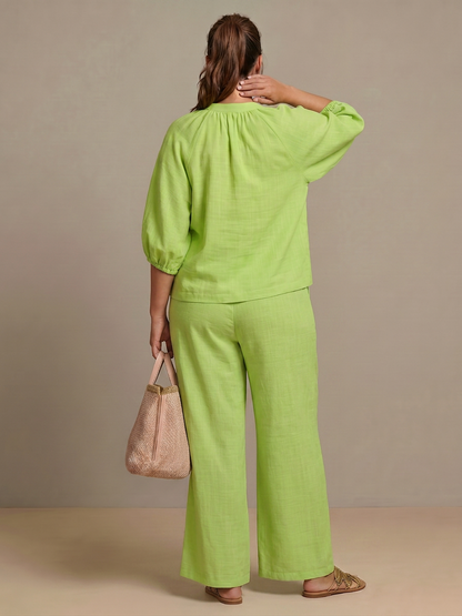 Natalia | Conjunto Top Globo con Cremallera y Pantalón Ancho