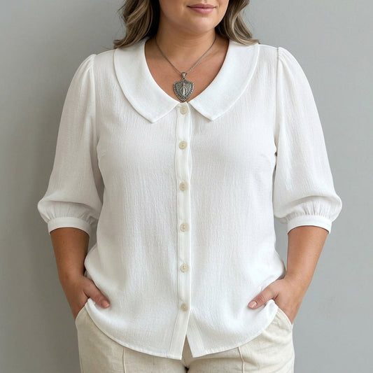 Sophia | Camisa Casual de Color Uniforme