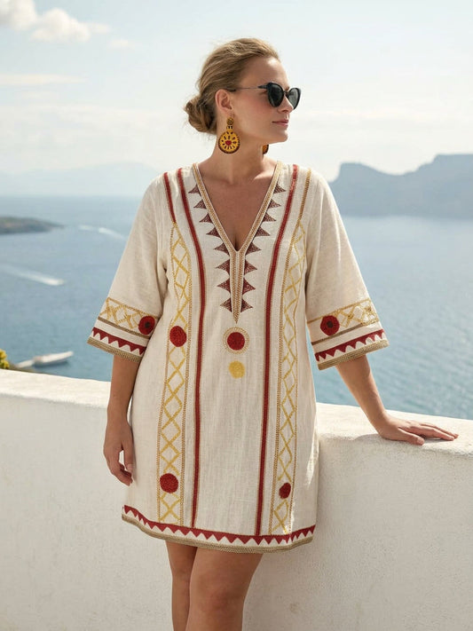 Seraya | Vestido Mini Bordado Playero