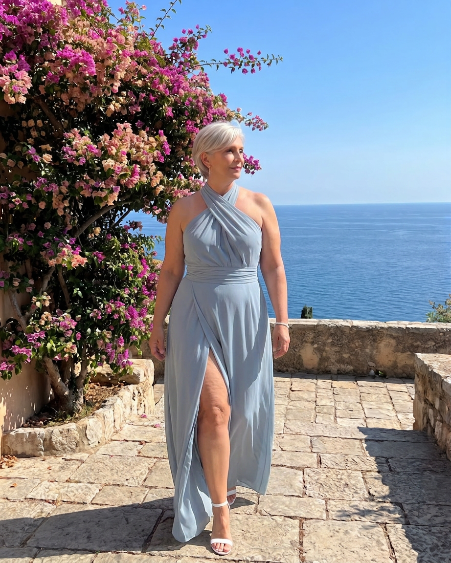 Vestido Midi Escote Halter Vaelora