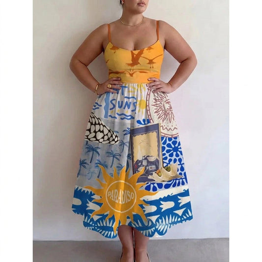 Calyndra | Vestido Midi Sol Tropical
