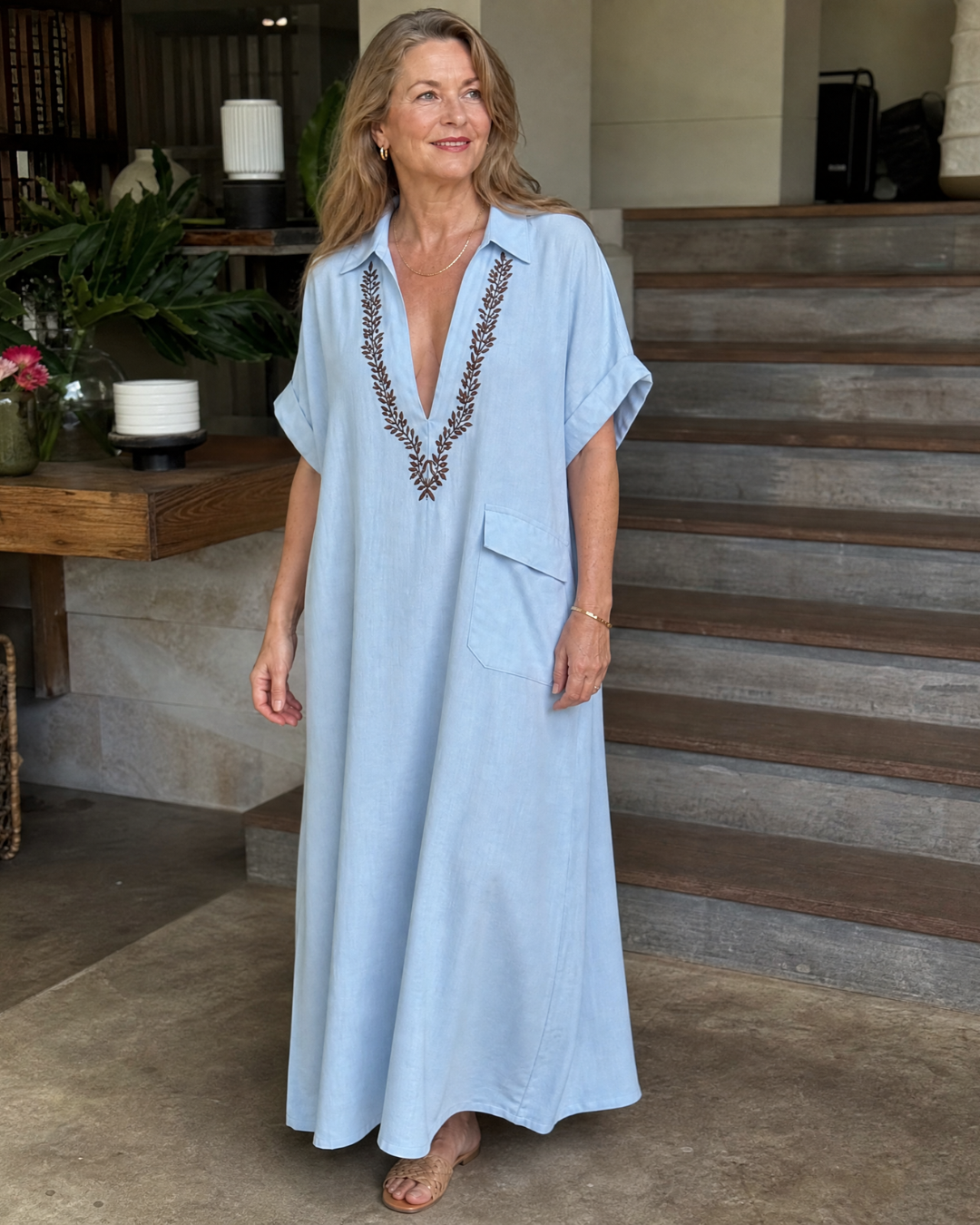 Vestido Midi Bordado Elakeja