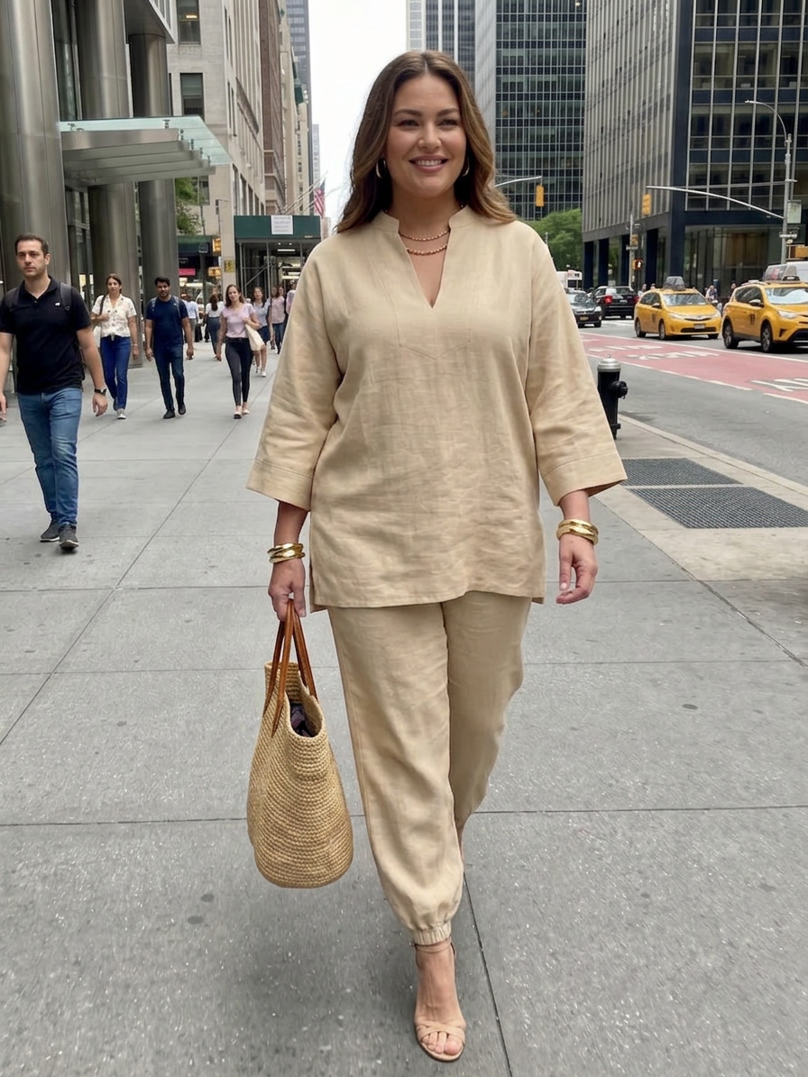 Georgiana | Conjunto Túnica Escote V y Pantalón Fruncido
