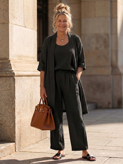 Yael | Conjunto Tres Piezas Relajado con Top y Pantalón