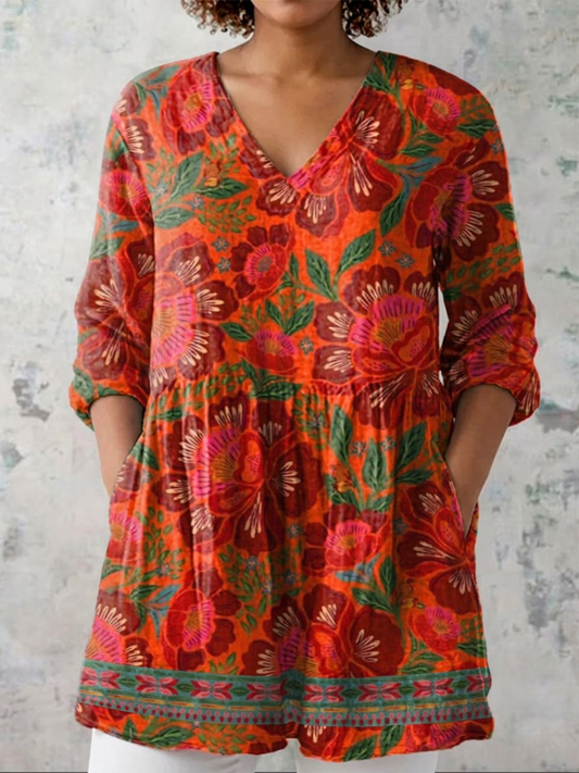 Blusa Larga con Escote en V Marion