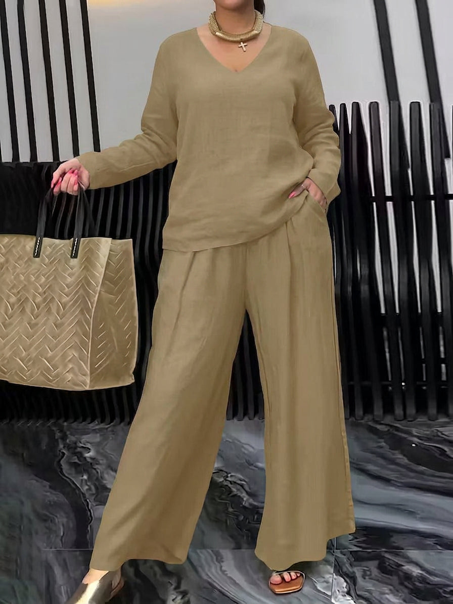 Conjunto Coordinado de Algodón con Escote en V Rebecca