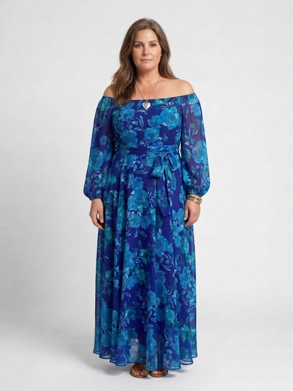 Aspen | Vestido Maxi Floral con Hombros al Aire