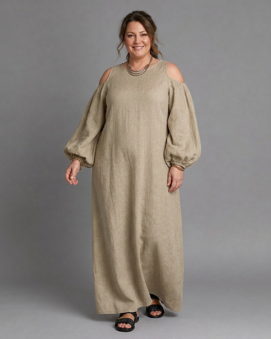 Vestido Largo Manga Abullonada Sylphine