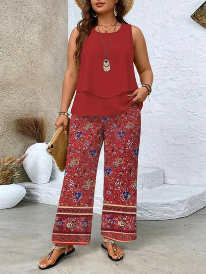 Ovelynra | Conjunto Top sin Mangas y Pantalón Ancho