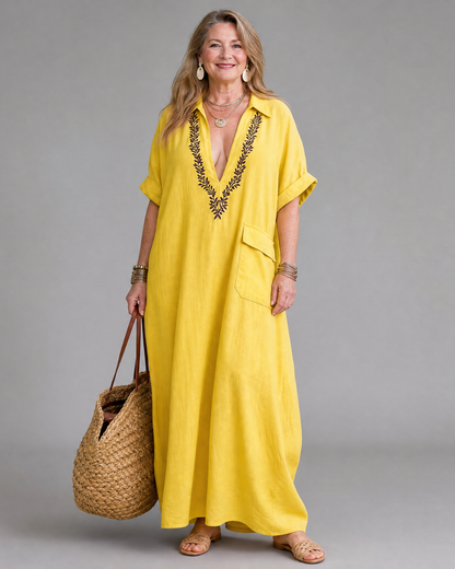Vestido Midi Bordado Elakeja