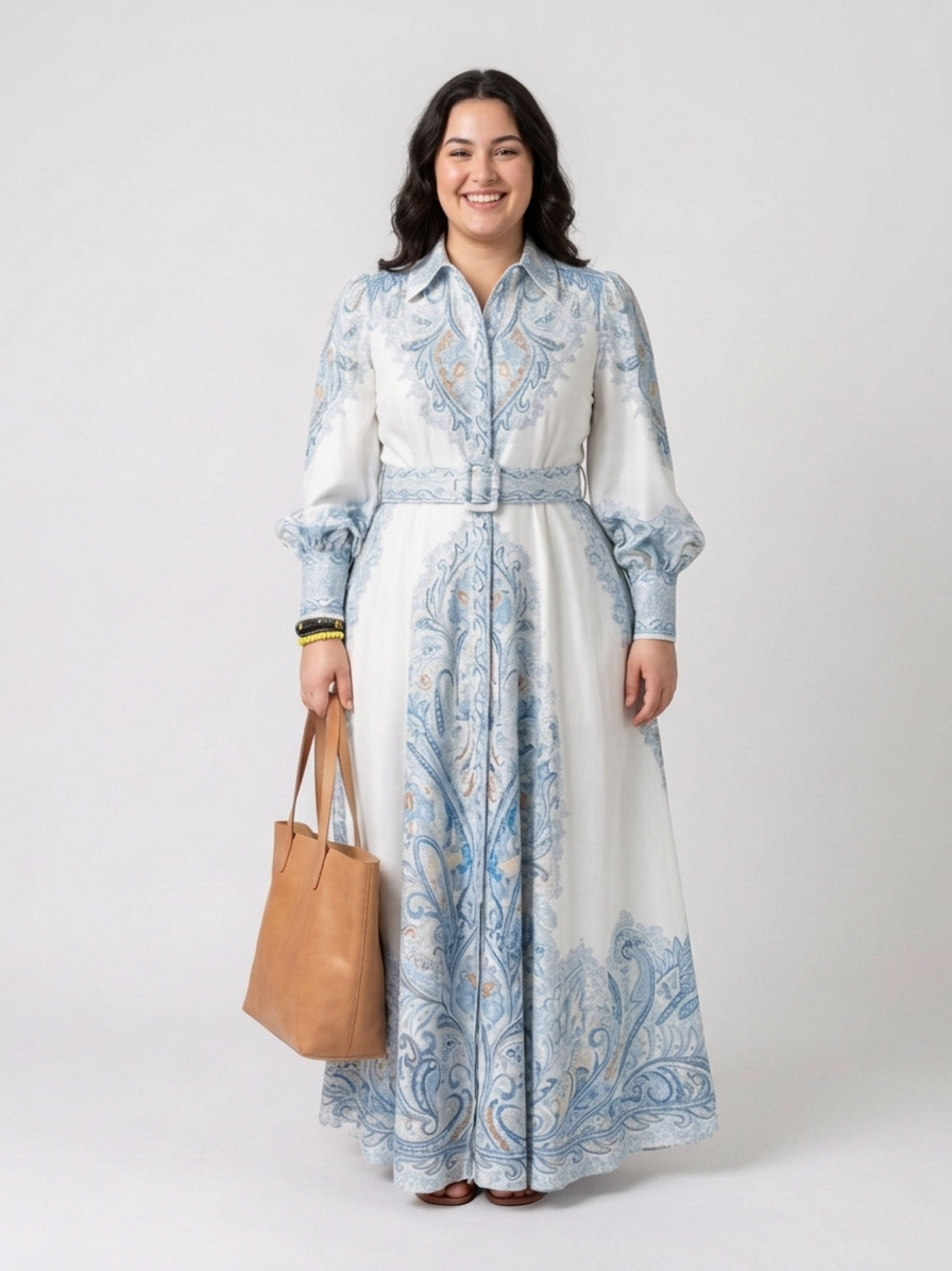 Sierra | High Neck Printed Long Sleeve Maxi Dress