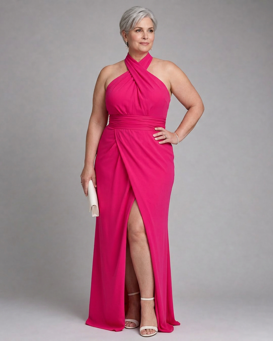 Vestido Midi Escote Halter Vaelora