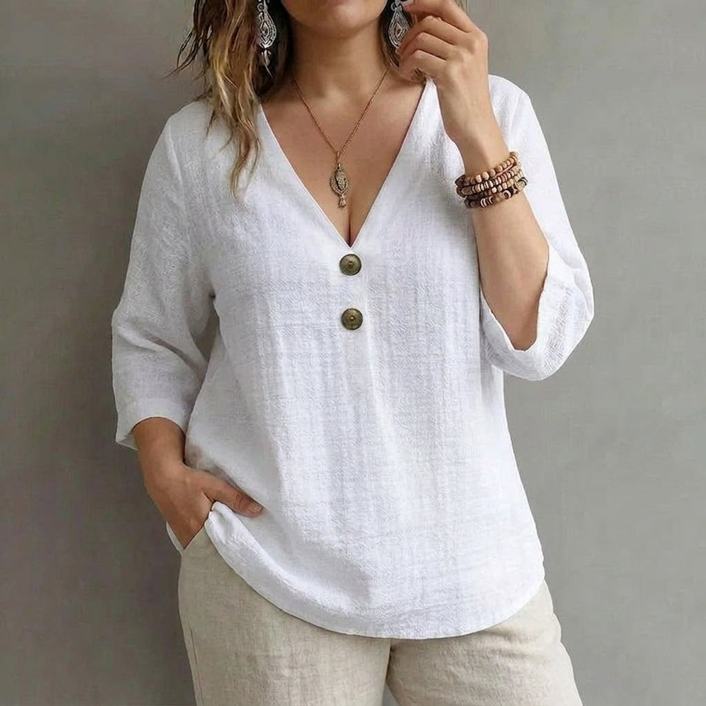 Sofia | Blusa Casual de Color Uniforme