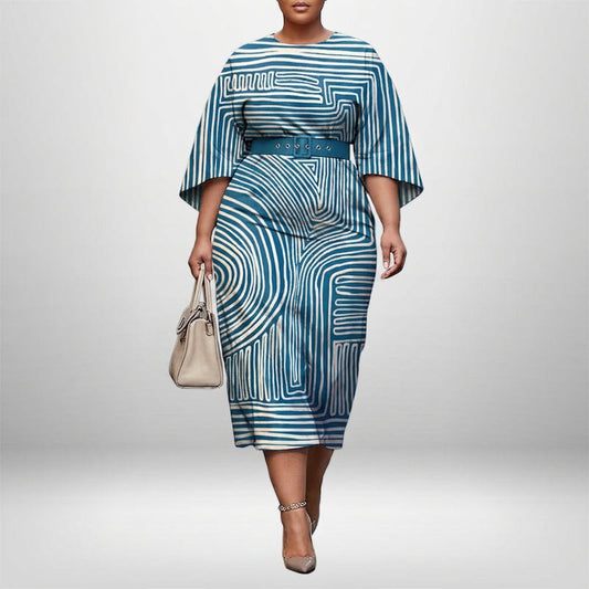 Azura | Vestido Midi Onda Geométrica
