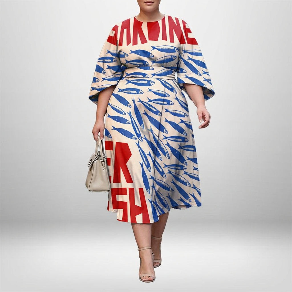 Marisol | Vestido Midi Estampado Costero