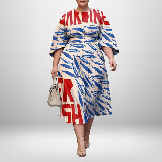 Marisol | Vestido Midi Estampado Costero