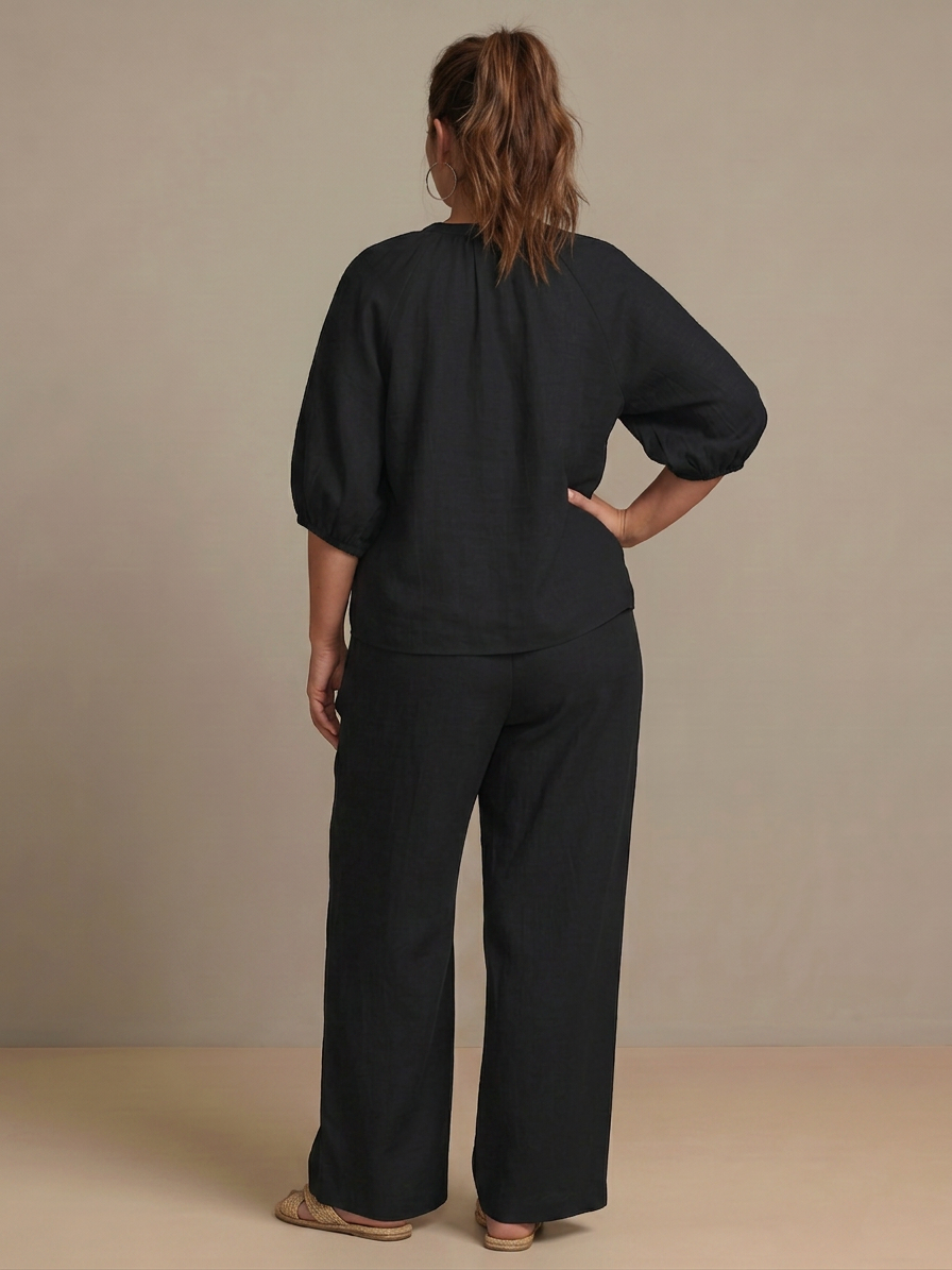 Natalia | Conjunto Top Globo con Cremallera y Pantalón Ancho