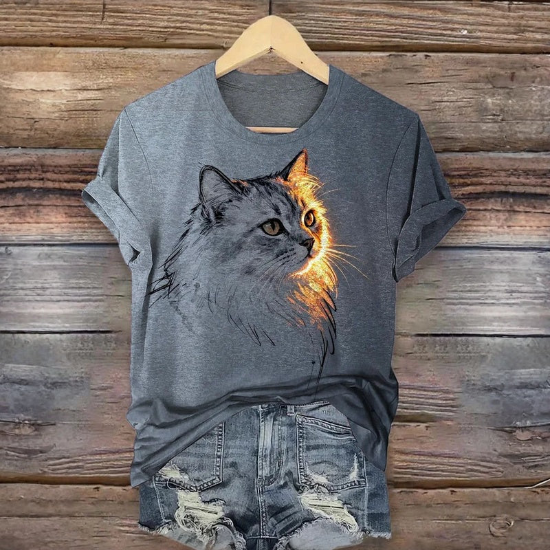 Mia | Camiseta Casual con Estampado de Gato