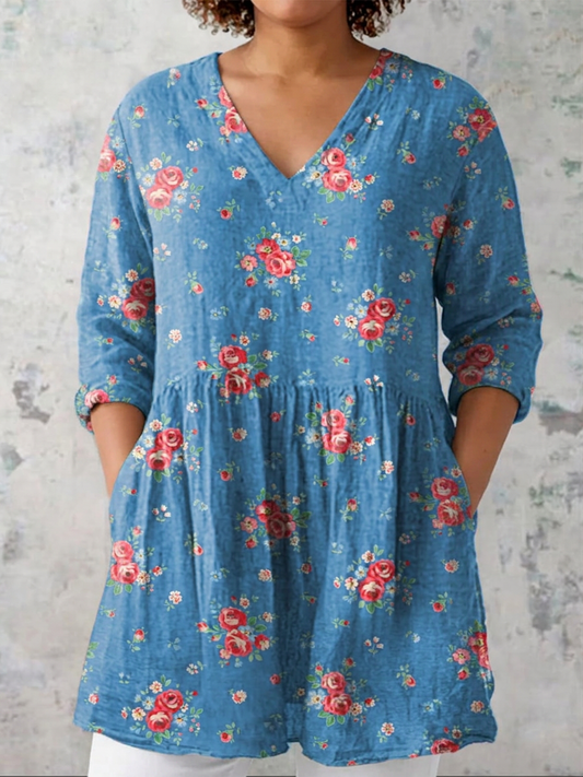 Melanie | Long Blouse with V-Neck