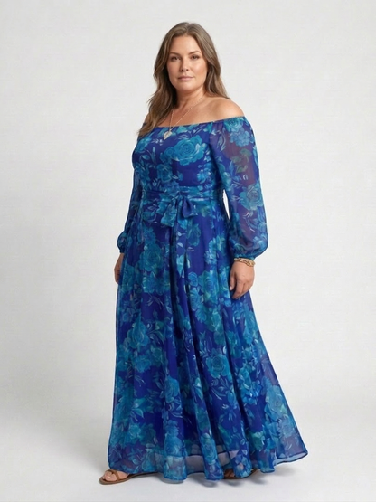 Aspen | Vestido Maxi Floral con Hombros al Aire