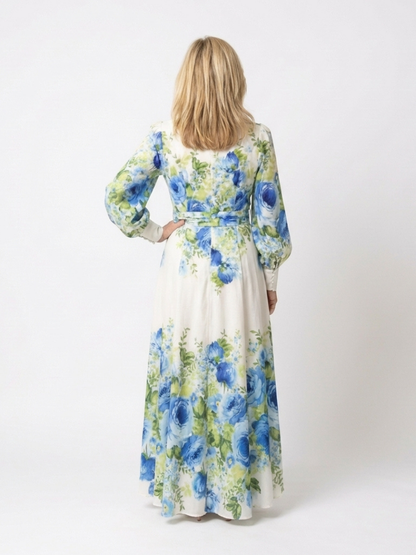 Harper | Vestido Maxi Floral con Botones y Manga Larga