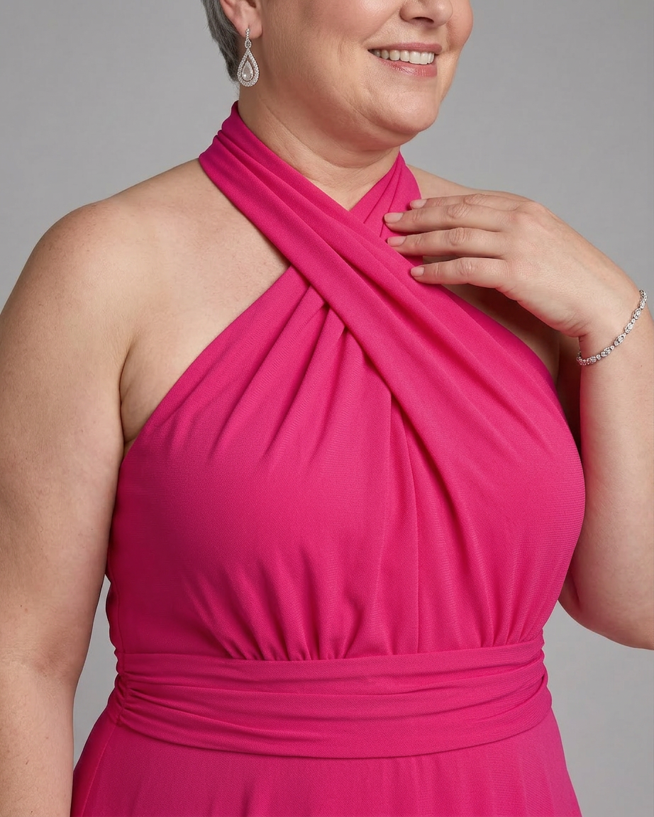 Vestido Midi Escote Halter Vaelora