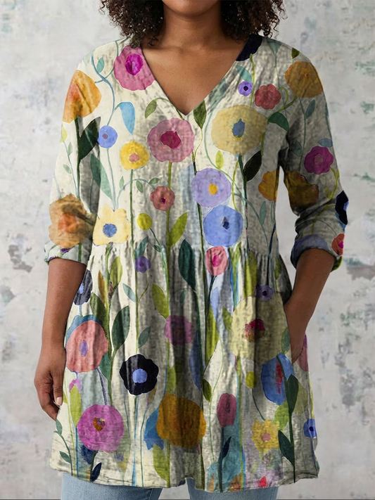 Blusa Larga con Escote en V Louise