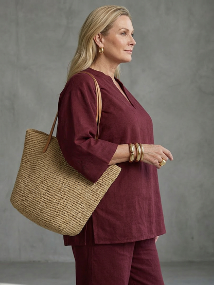 Georgiana | Conjunto Túnica Escote V y Pantalón Fruncido